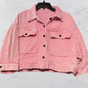 POL Pink Corduroy Cropped Jacket Size L